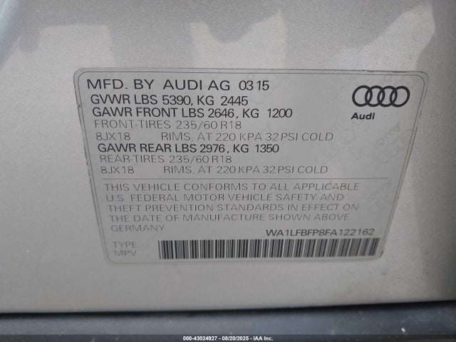 2015 AUDI Q5 WA1LFBFP8FA122162 Photo 8