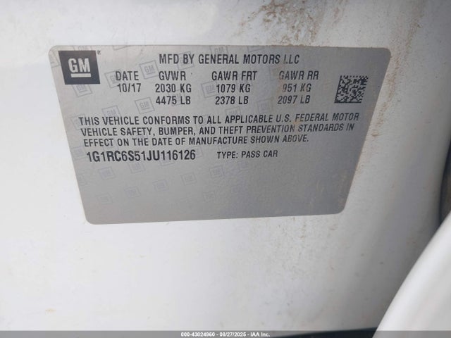 1G1RC6S51JU116126 Chevrolet l3a - direct injection, variable valve timing, hybrid, gen 1