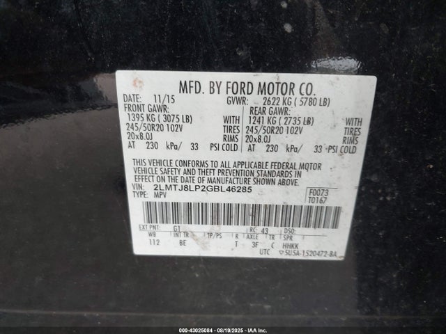 Lincoln gtdi 2016 2LMTJ8LP2GBL46285 Image 9