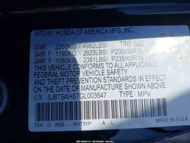 2016 ACURA RDX 5J8TB4H57GL003647 Photo 8