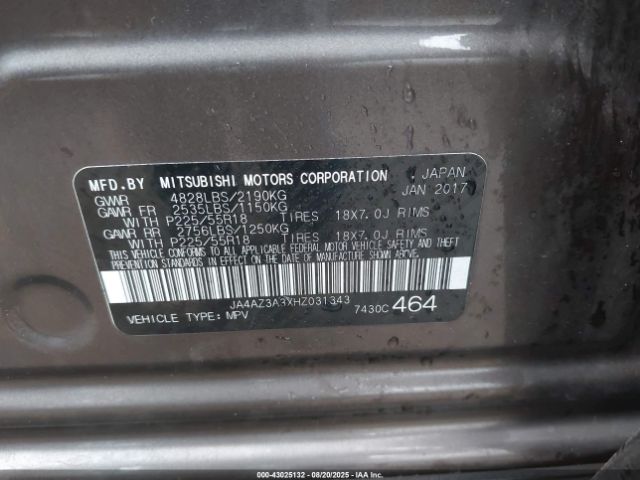 2017 MITSUBISHI OUTLANDER JA4AZ3A3XHZ031343 Photo 8