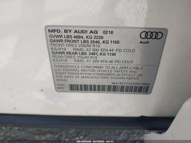 2016 AUDI Q3 WA1EFCFSXGR016883 Photo 8