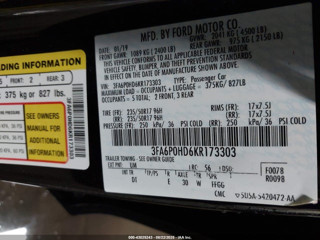 Ford 2019 2019 3FA6P0HD6KR173303 Image 9