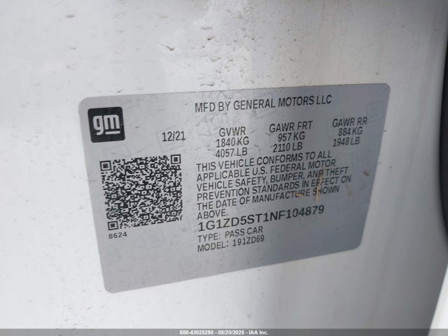 1G1ZD5ST1NF104879 Chevrolet lfv - direct injection, variable valve timing, gen 1 gmna