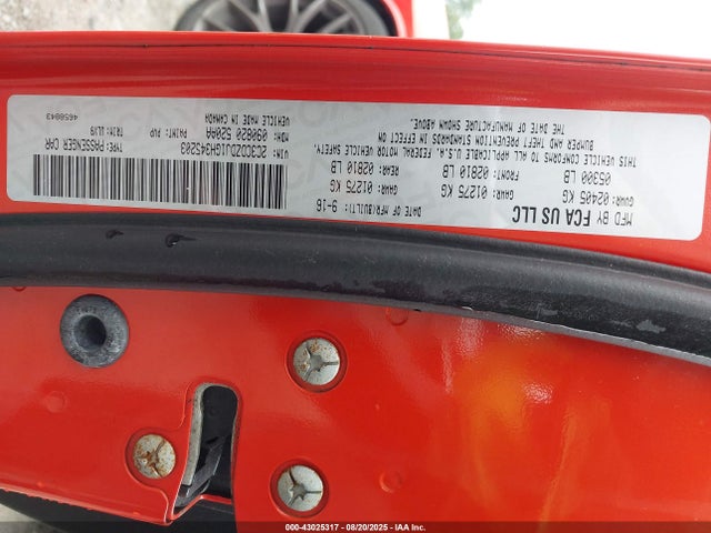 Dodge Challenger 2016 2C3CDZDJ1GH345203 Image 9