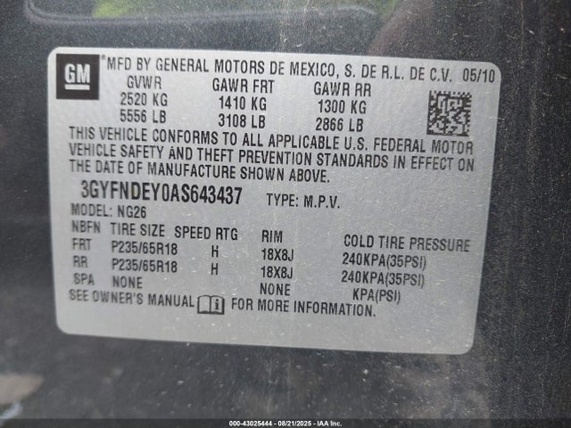 2010 CADILLAC SRX 3GYFNDEY0AS643437 Photo 8