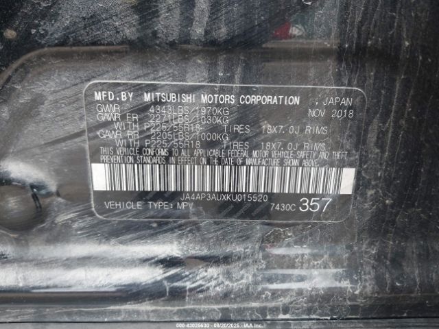 2019 MITSUBISHI OUTLANDER SPORT JA4AP3AUXKU015520 Photo 8