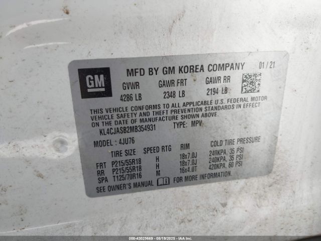 2021 BUICK ENCORE KL4CJASB2MB354931 Photo 8