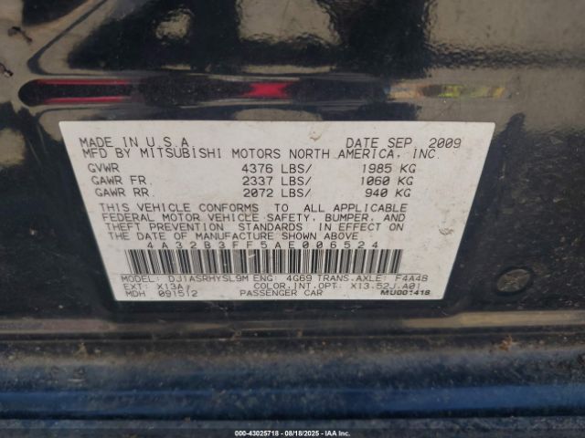 2010 MITSUBISHI GALANT 4A32B3FF5AE006524 Photo 8