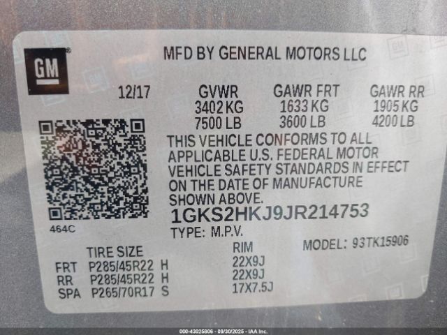 2018 GMC YUKON XL 1GKS2HKJ9JR214753 Photo 8