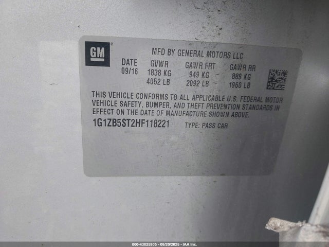 1G1ZB5ST2HF118221 Chevrolet lfv - di: direct injection, vvt: variable valve timing, gen 1