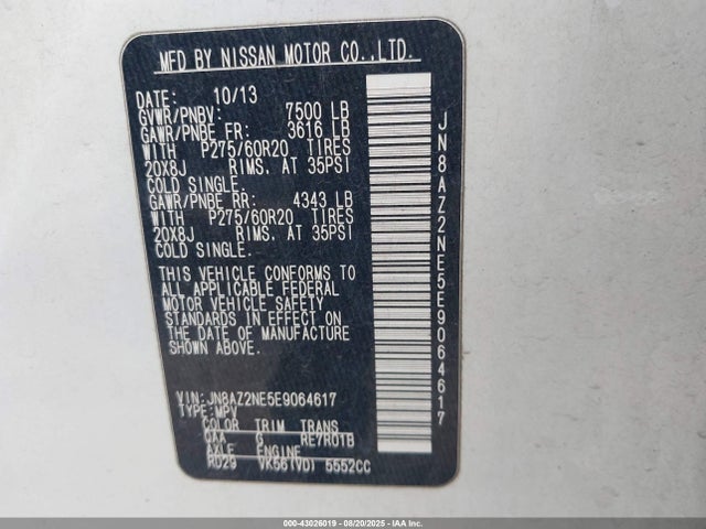 Infiniti QX80 2014 JN8AZ2NE5E9064617 Image 9