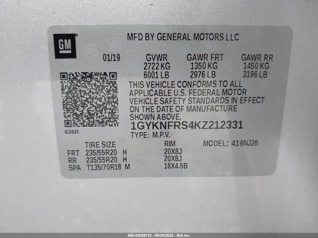 2019 CADILLAC XT5 1GYKNFRS4KZ212331 Photo 8