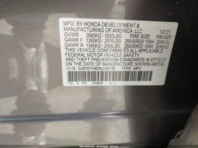 2022 ACURA MDX 5J8YE1H80NL036735 Photo 8