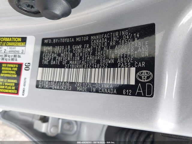 Toyota 2zr-fe 2014 2T1BURHEXEC148252 Image 9