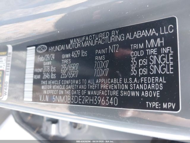 2024 HYUNDAI TUCSON 5NMJB3DE2RH396340 Photo 8