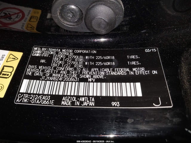 JTJYARBZ4F2008631 Lexus 8ar-fts