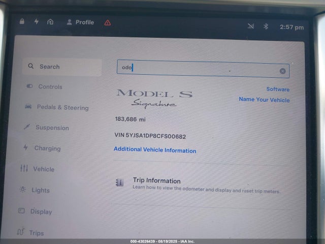 2012 TESLA MODEL S 5YJSA1DP8CFS00682 Photo 6