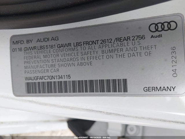 2016 AUDI A6 WAUGFAFC7GN134115 Photo 8