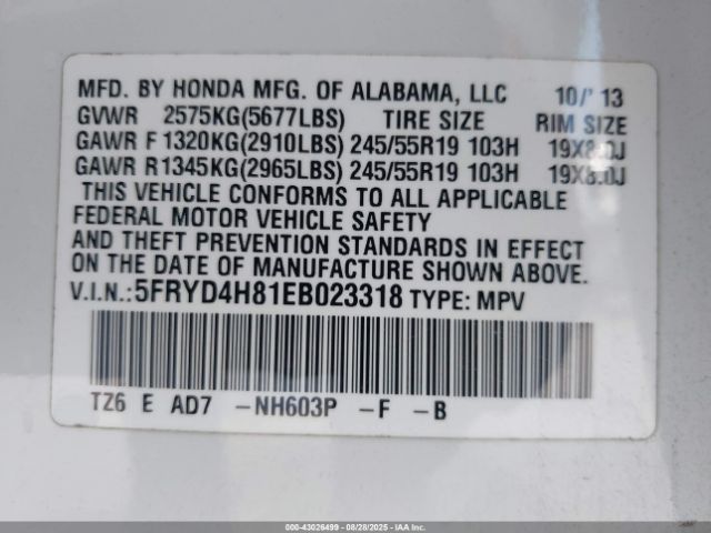 2014 ACURA MDX 5FRYD4H81EB023318 Photo 8