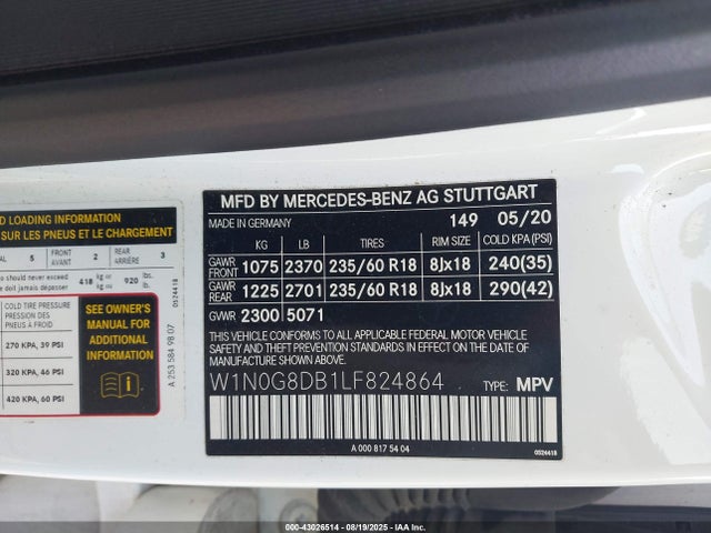 W1N0G8DB1LF824864 Mercedes-Benz m264