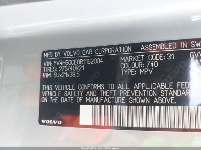 2024 VOLVO XC90 RECHARGE PLUG-IN HYBRID YV4H60CE8R1162004 Photo 8