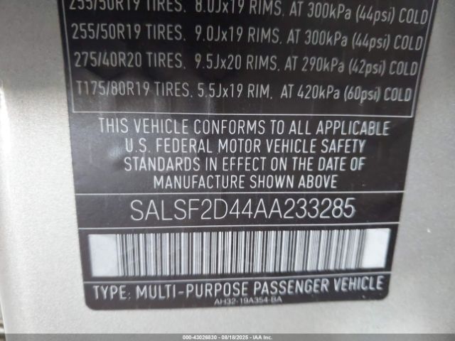 2010 LAND ROVER RANGE ROVER SPORT SALSF2D44AA233285 Photo 8