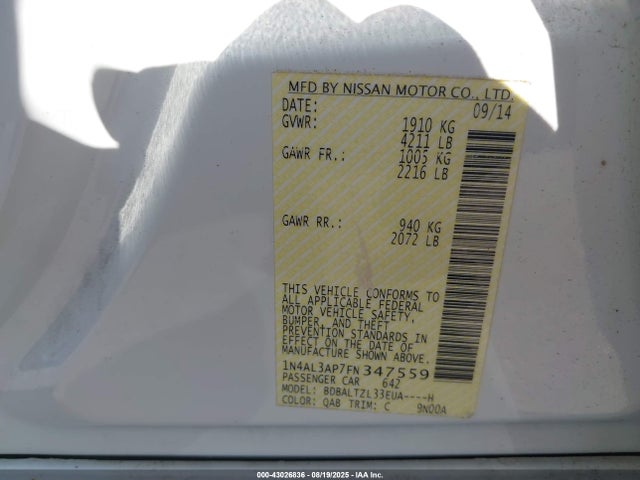 1N4AL3AP7FN347559 Nissan 2015