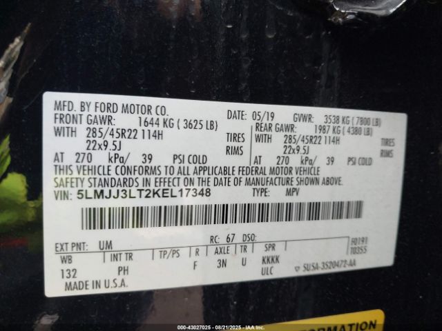 2019 LINCOLN NAVIGATOR L 5LMJJ3LT2KEL17348 Photo 8