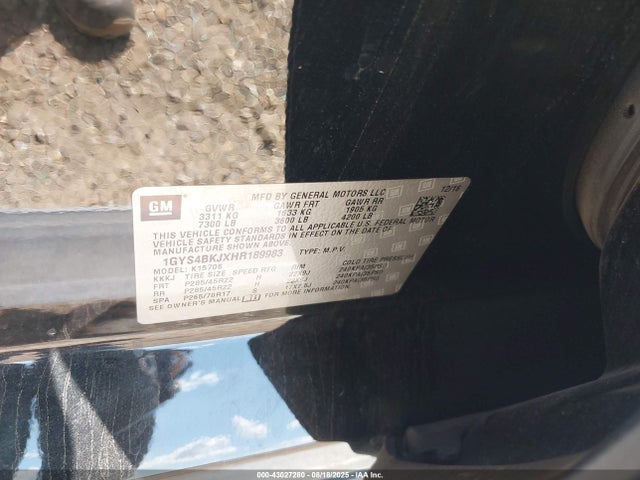 2017 CADILLAC ESCALADE 1GYS4BKJXHR189983 Photo 8
