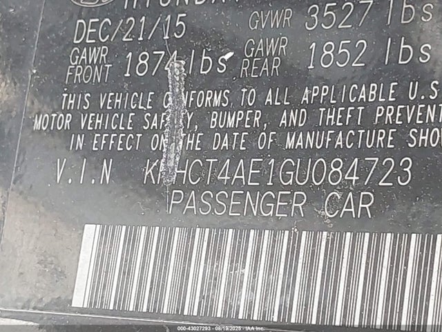 Hyundai dohc gdi gamma 2016 KMHCT4AE1GU084723 Image 9