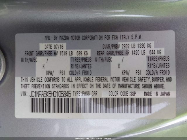 2017 FIAT 124 SPIDER JC1NFAEK5H0106845 Photo 8