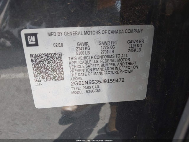 2G61N5S35J9159472 Cadillac lfx - sidi: spark ignited direct injection, vvt: variable valve timing, e85 max, alum
