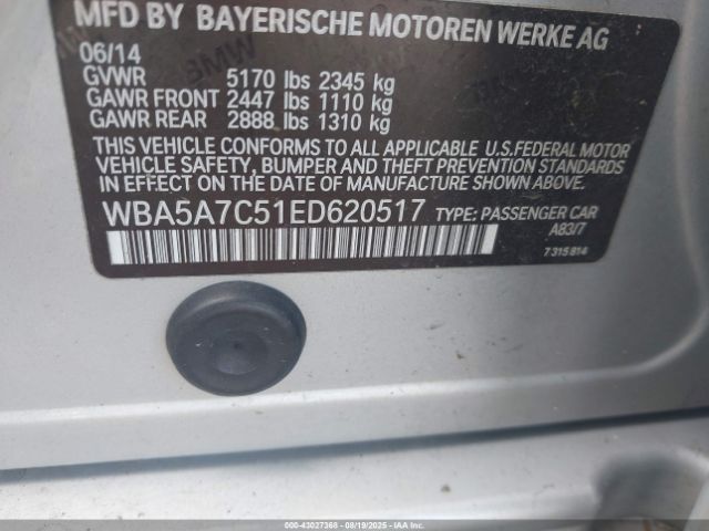 2014 BMW 528I WBA5A7C51ED620517 Photo 8
