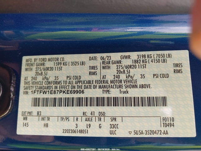 1FTFW1E87PKE69906 Ford gtdi