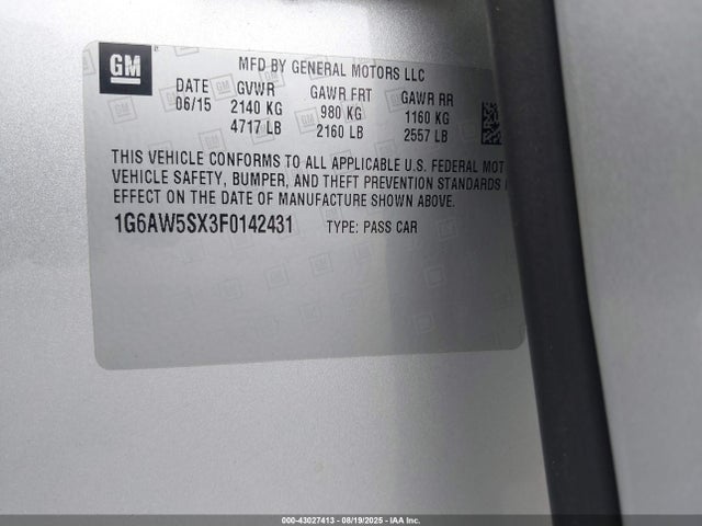 2015 CADILLAC CTS 1G6AW5SX3F0142431 Photo 8