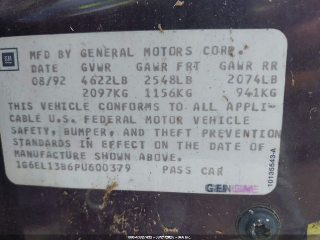 1993 CADILLAC ELDORADO 1G6EL13B6PU600379 Photo 8