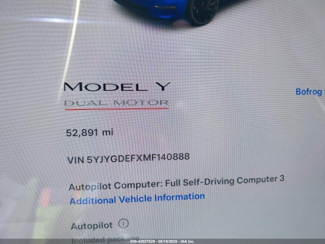 2021 TESLA MODEL Y 5YJYGDEFXMF140888 Photo 6