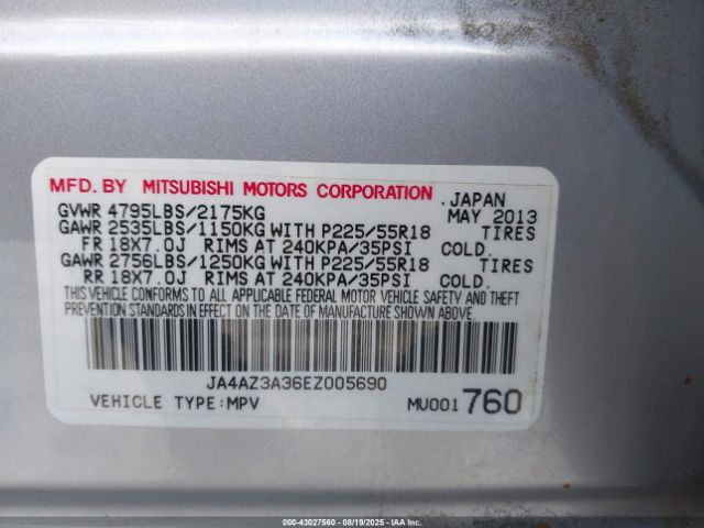 2014 MITSUBISHI OUTLANDER JA4AZ3A36EZ005690 Photo 8