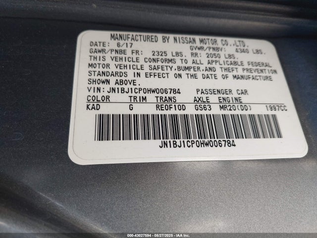 JN1BJ1CP0HW006784 Nissan ROGUE SPORT