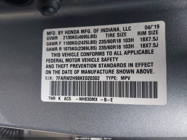 Honda l15be 2019 7FARW2H98KE020302 Image 9