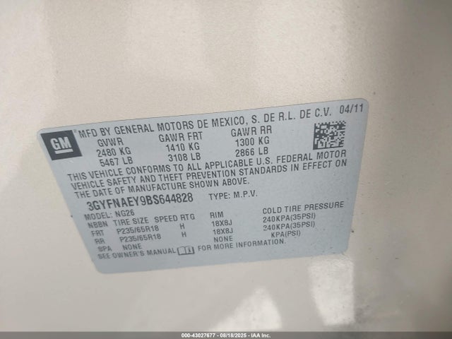 2011 CADILLAC SRX 3GYFNAEY9BS644828 Photo 8