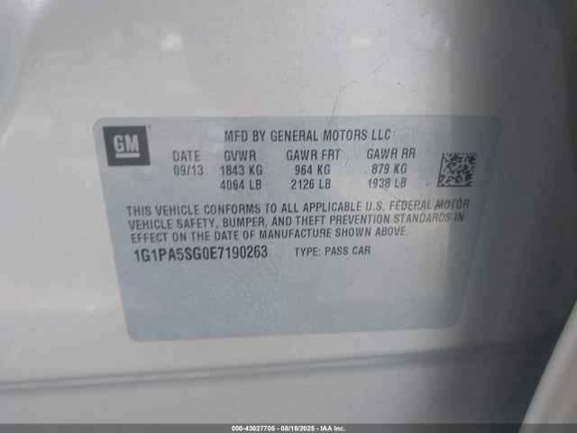 1G1PA5SG0E7190263 Chevrolet lwe