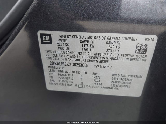 2GKALMEKXG6293005 GMC lea - e85 max, aluminum