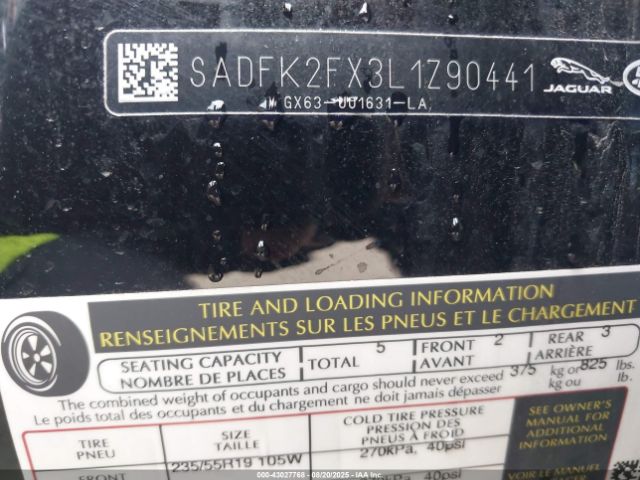 2020 JAGUAR E-PACE SADFK2FX3L1Z90441 Photo 8