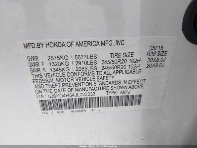 2018 ACURA MDX 5J8YD4H54JL023233 Photo 8
