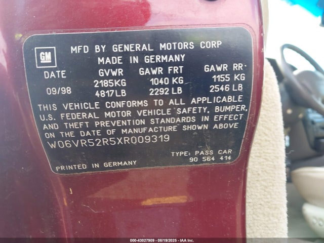 1999 CADILLAC CATERA W06VR52R5XR009319 Photo 8