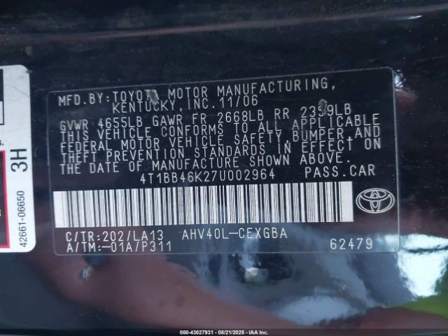 2007 TOYOTA CAMRY HYBRID 4T1BB46K27U002964 Photo 8
