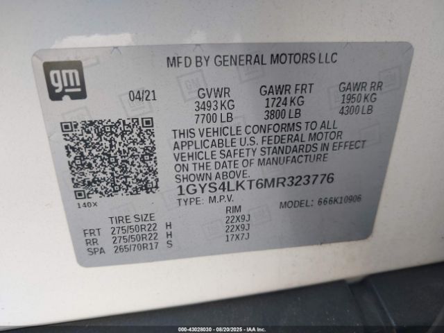 2021 CADILLAC ESCALADE ESV 1GYS4LKT6MR323776 Photo 8