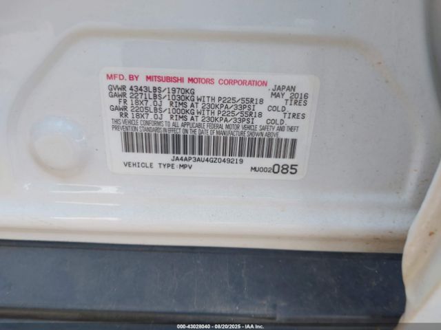 2016 MITSUBISHI OUTLANDER SPORT JA4AP3AU4GZ049219 Photo 8